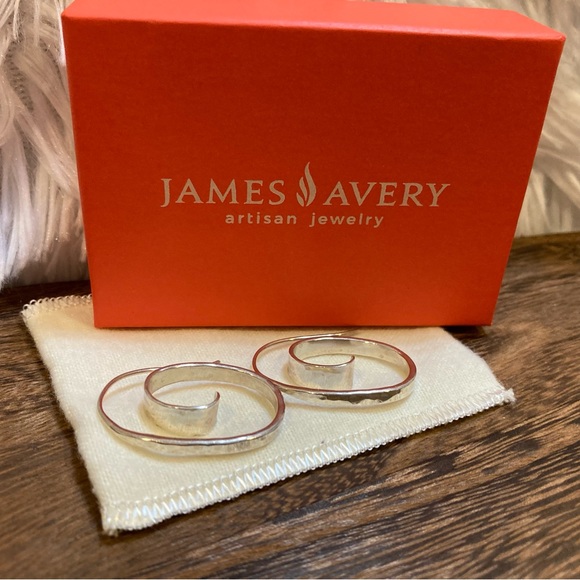 James Avery Jewelry - RARE Retired James Avery Hammered Sterling Silver Hoop Earrings 1.25”